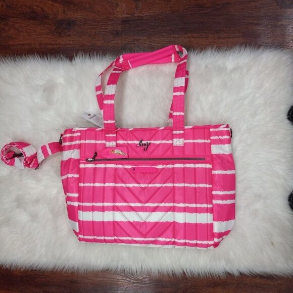 NWT Lug Paddle Tote Bag In Pink/White Stripe - Picture 10 of 14